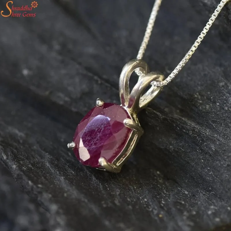 oval ruby gemstone pendant