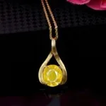 oval shape yellow sapphire pendant