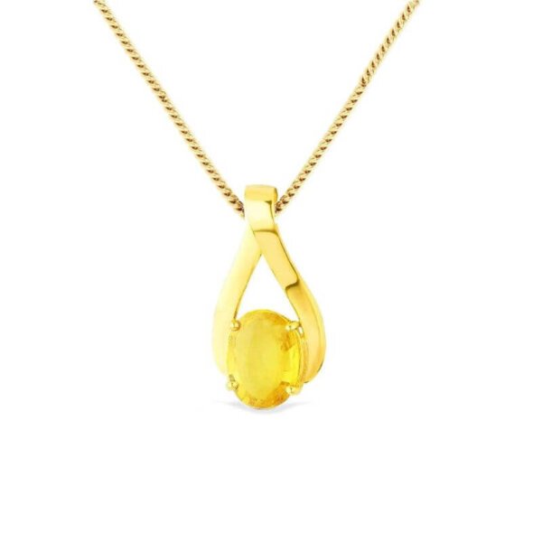 oval shape yellow sapphire pendant
