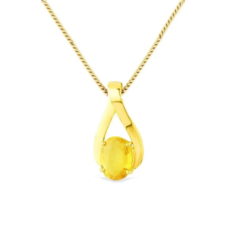 oval shape yellow sapphire pendant