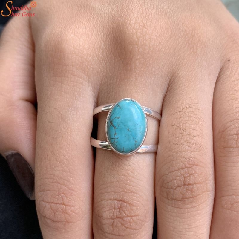 Oval Turquoise Ring, Firoza Stone Ring