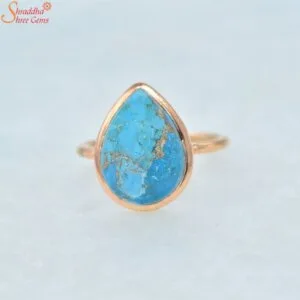 pear shape turquoise gemstone ring
