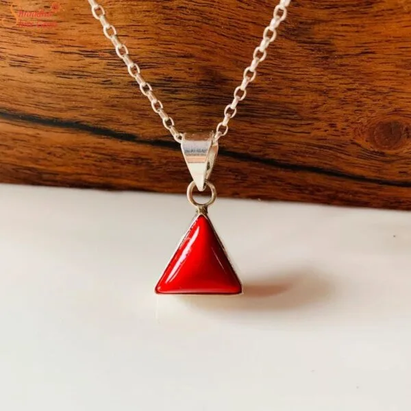 triangle shape coral pendant