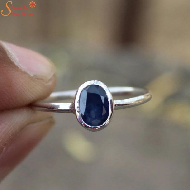 Vintage hexagon cut blue sapphire engagement ring white gold leaf five –  WILLWORK JEWELRY