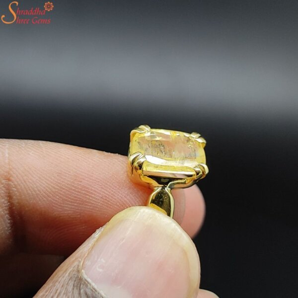Pukhraj Stone Original Certified Yellow Sapphire Gemstone Gold Plated  Adjustable Woman Man Ring With Lab Certificate