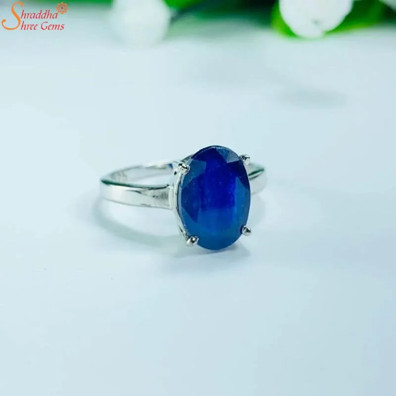blue sapphire silver ring