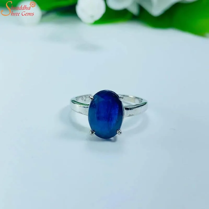 blue sapphire silver ring