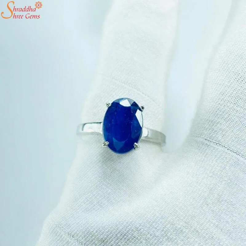 blue sapphire silver ring