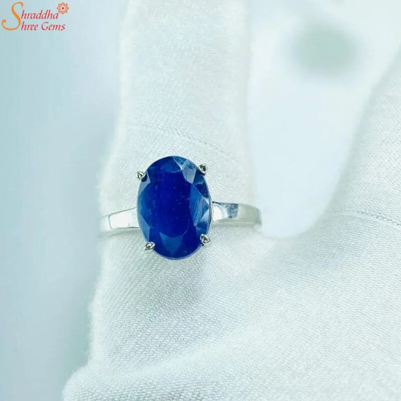 blue sapphire silver ring