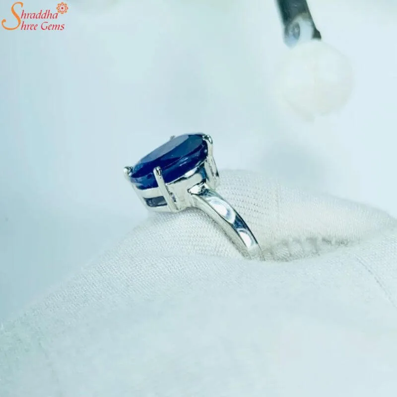 blue sapphire silver ring