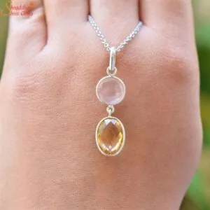 citrine and rose quartz pendant