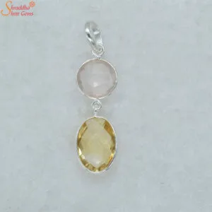 citrine and rose quartz pendant