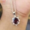 garnet silver pendant