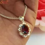 garnet silver pendant