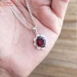 garnet silver pendant