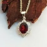 garnet silver pendant