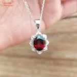 garnet silver pendant
