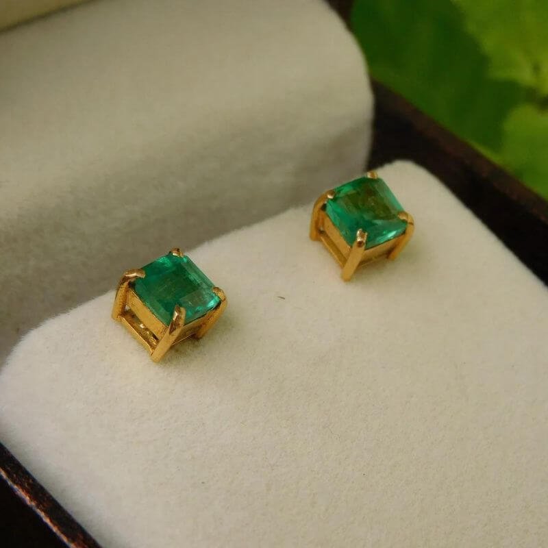 2 Carat Emerald Earrings, Handmade Panna Earrings
