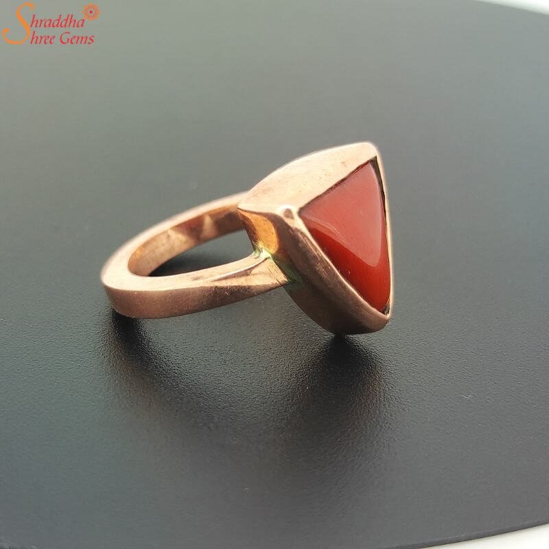Natural Certified Triangle Shape Red Coral Moonga Gemstone Unisex Ring in  Panchadhatucopper, Birthstone Jewelry, Coral Ring by KEVAT GEMS - Etsy