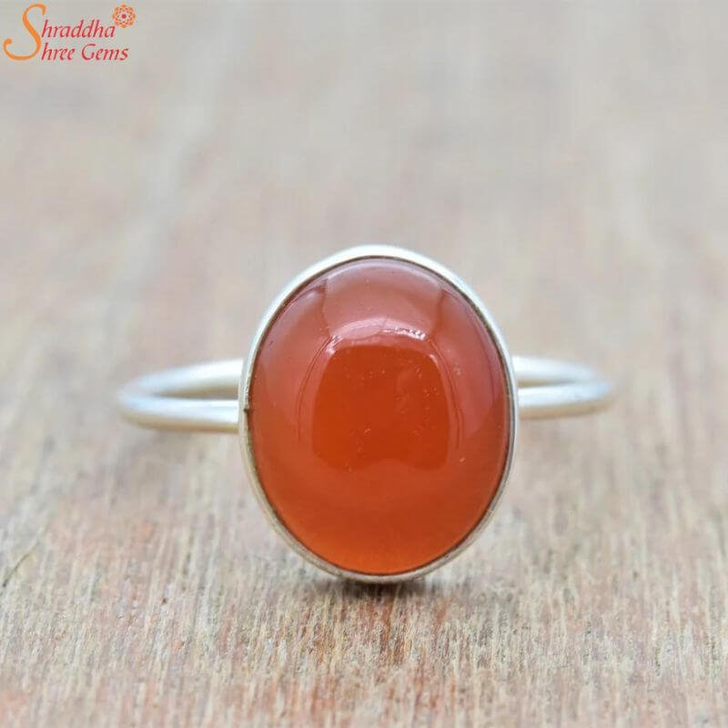 Natural Oval Red Onyx Gemstone Ring, Red Sulemani Hakik ring