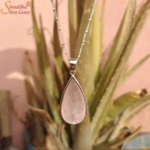 pear shape rose quartz pendant