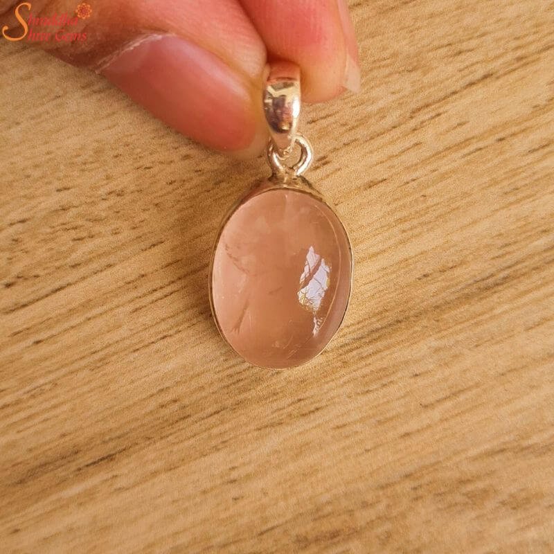 Natural Rose Quartz Pendant, Healing Gemstone Pendant
