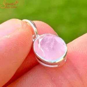 rose quart silver pendant