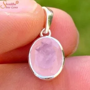 rose quart silver pendant