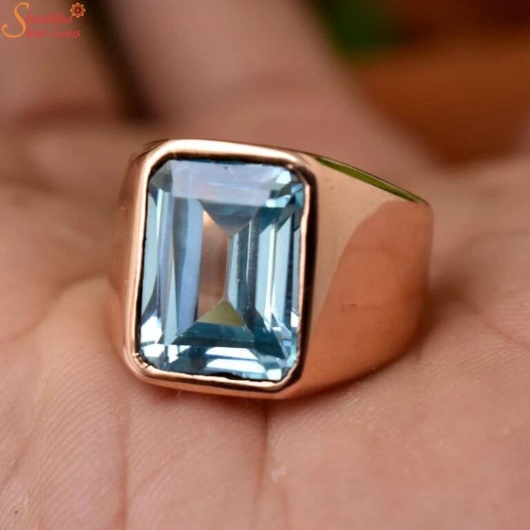 Natural Aquamarine Mens Ring Handmade Gemstone Ring Shraddha Shree Gems 1729