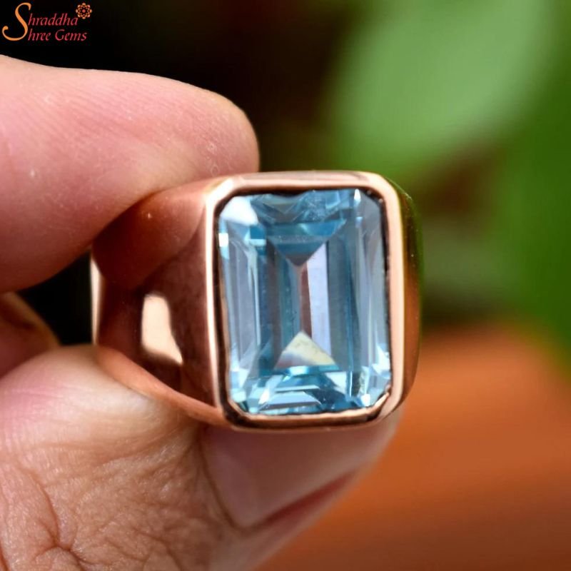 3Ct Emerald cut Aquamarine ring, Aquamarine solitaire ring, natural aq -  Giliarto