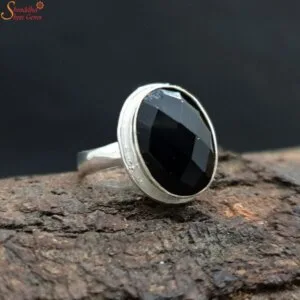 black onyx silver ring