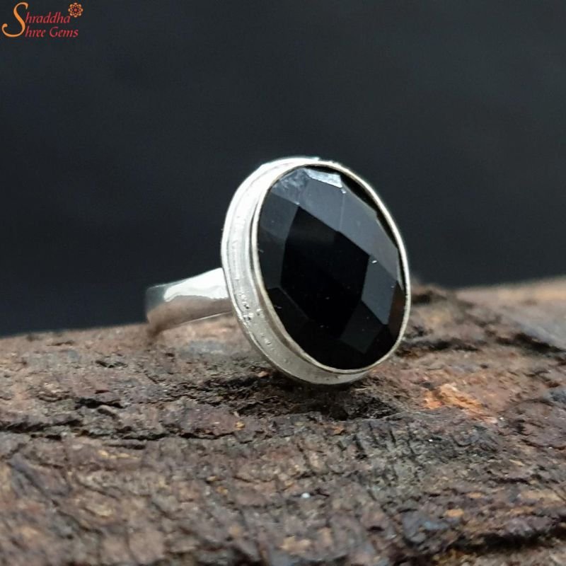 Black Onyx Ring, Sterling Silver Onyx Ring
