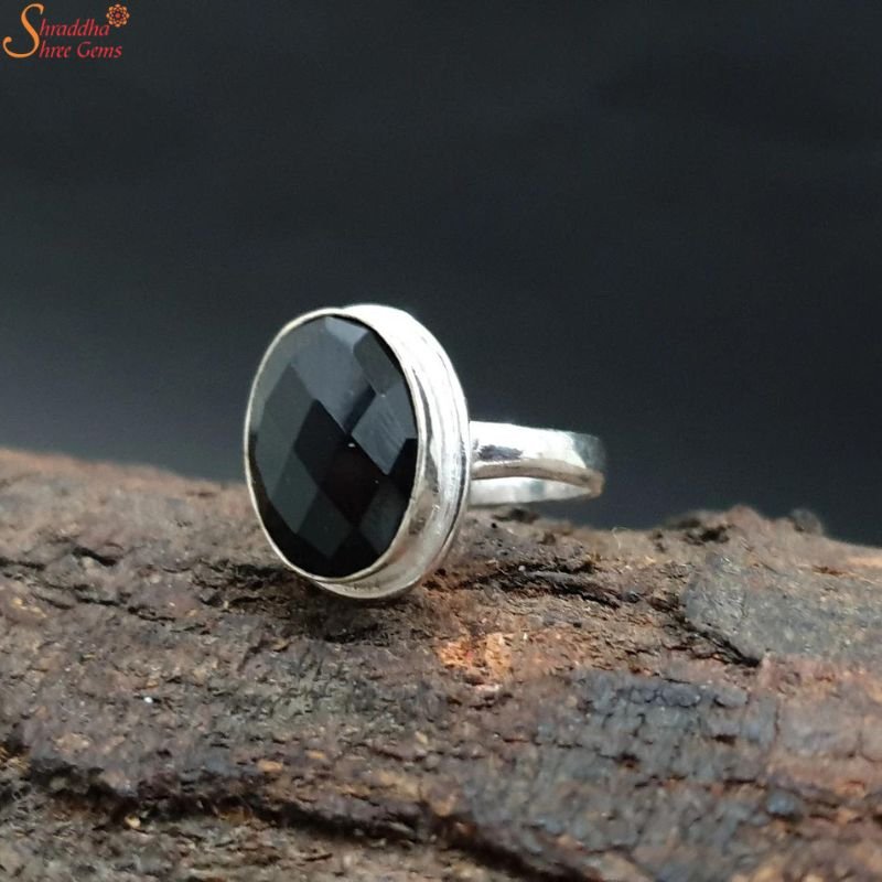 Men's Silver Striped Black Titanium Ring - ETRNL