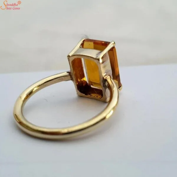 Galaxy Gold 14K Solid Yellow Gold Ring - Octagon Natural Citrine AAA Grade