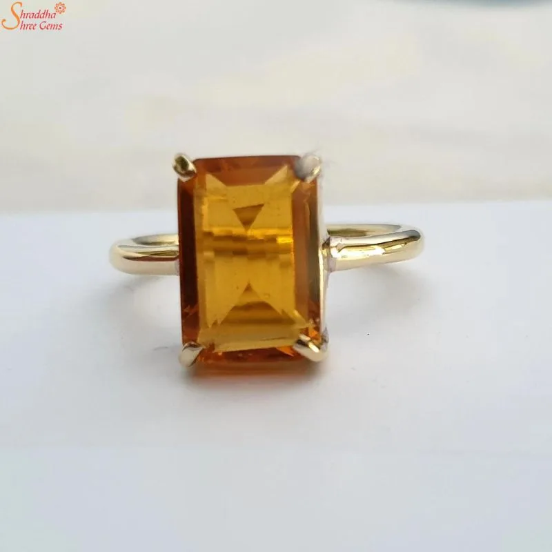 cushion shape citrine ring