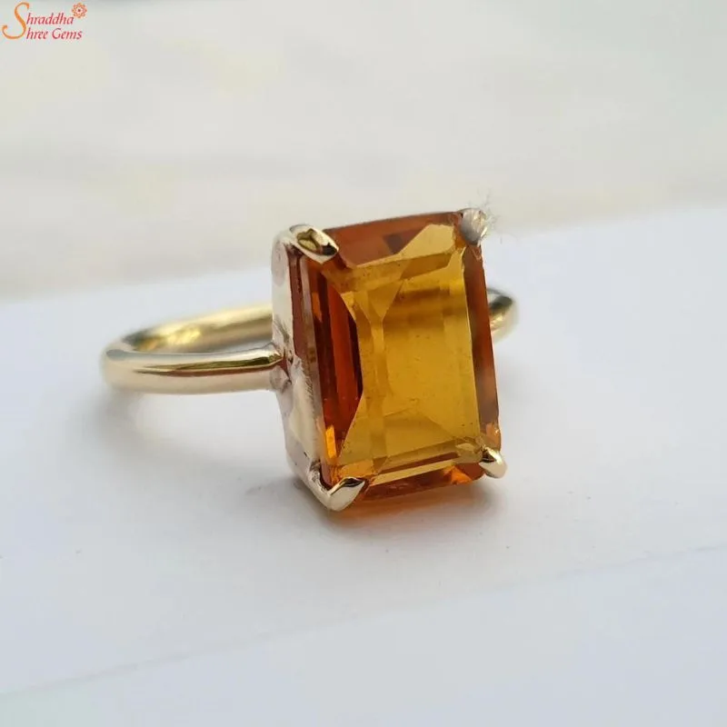 cushion shape citrine ring