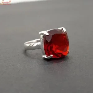 cushion shape red garnet ring