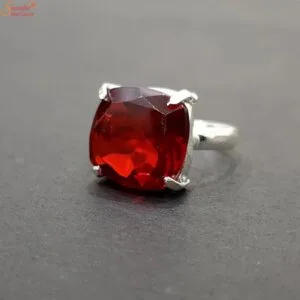 cushion shape red garnet ring