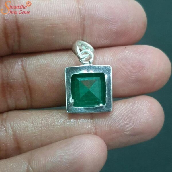 emerald silver pendant