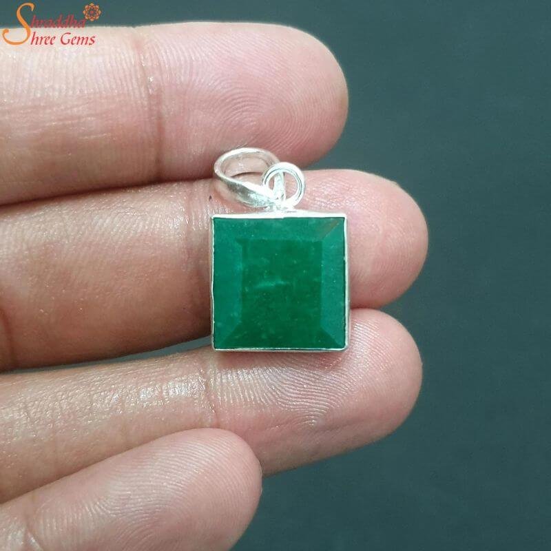 Natural Emerald Sterling Silver Pendant