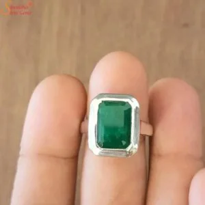 emerald sterling silver ring