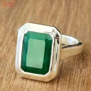 emerald sterling silver ring