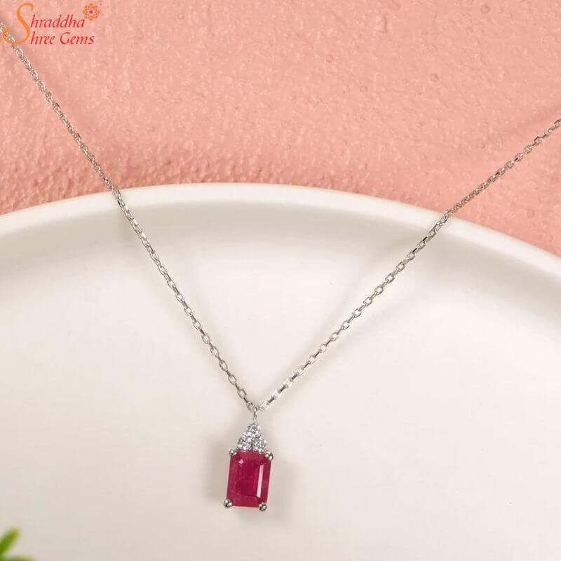 Natural Ruby Necklace, July Birthstone Pendant