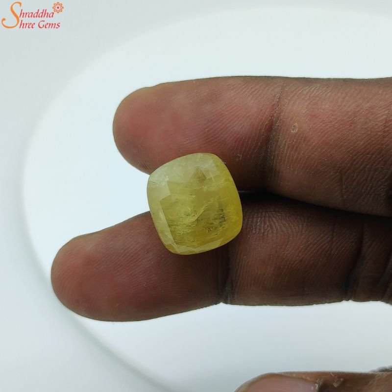 12.73 Carat Ceylon Yellow Sapphire Gemstone, Pukhraj Stone