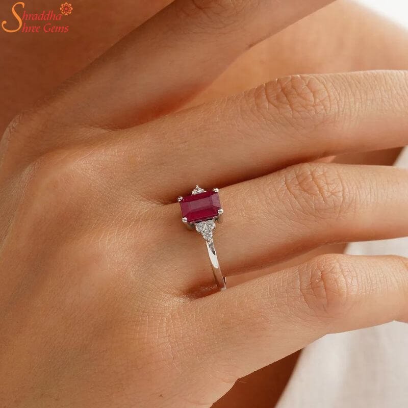Asscher Cut Ruby Engagement Ring, Moissanite Engagement Ring, Asscher Cut  Ring, Ruby Halo Ring, Halo Setting - Etsy