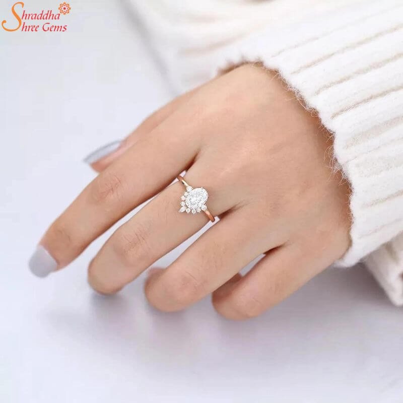 3 Carat Oval Moissanite Diamond Engagement Ring