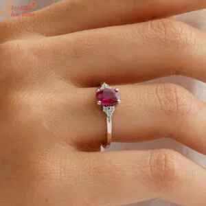 oval ruby silver ring