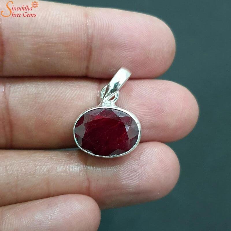 Natural Ruby Pendant, Red Stone Pendant