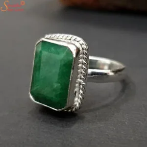 silver emerald ring
