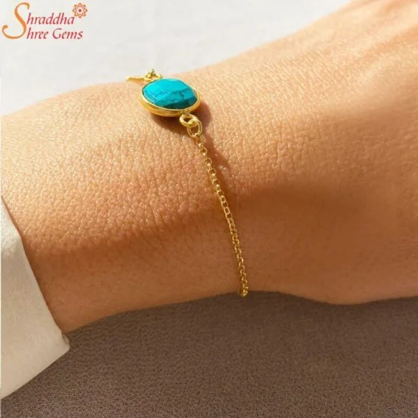 Natural Turquoise Bracelet, Firoza Gemstone Bracelet Shraddha